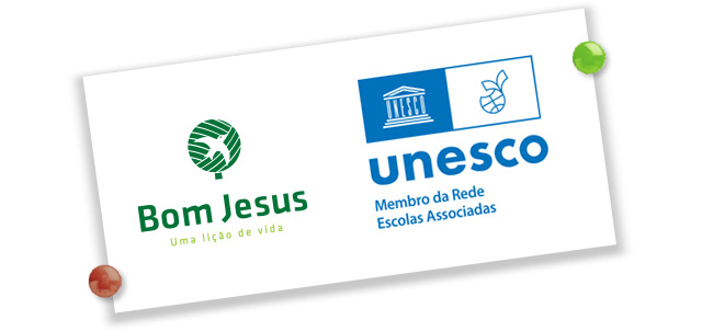 Banner com logo do Colégio Bom Jesus e Unesco